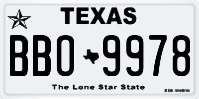 TX license plate BBO9978