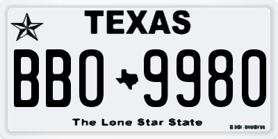 TX license plate BBO9980