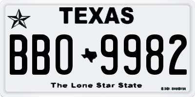 TX license plate BBO9982