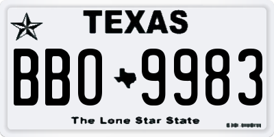 TX license plate BBO9983