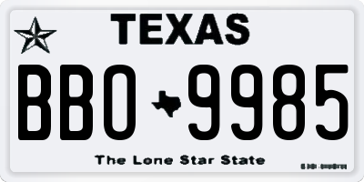 TX license plate BBO9985