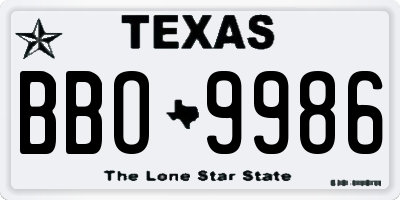 TX license plate BBO9986
