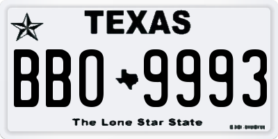 TX license plate BBO9993