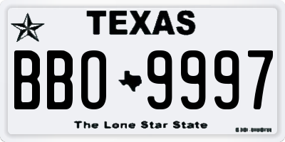 TX license plate BBO9997
