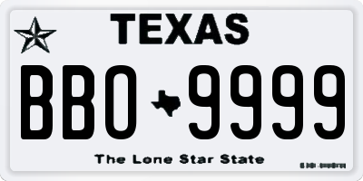 TX license plate BBO9999