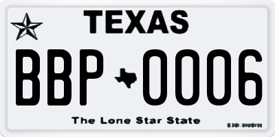 TX license plate BBP0006