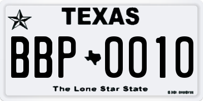 TX license plate BBP0010