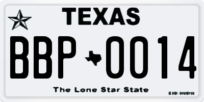 TX license plate BBP0014