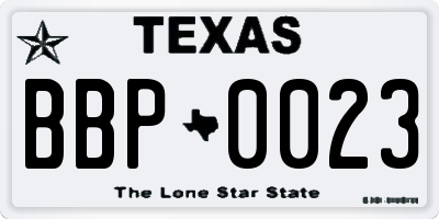 TX license plate BBP0023