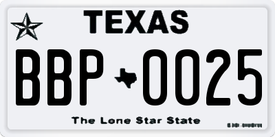 TX license plate BBP0025