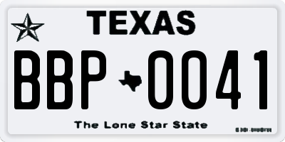 TX license plate BBP0041