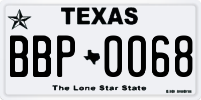 TX license plate BBP0068