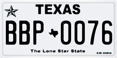 TX license plate BBP0076