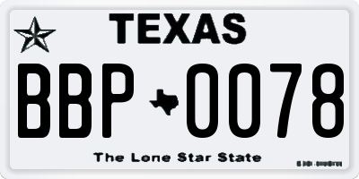 TX license plate BBP0078