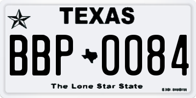 TX license plate BBP0084