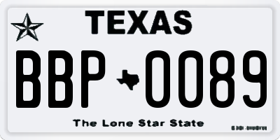 TX license plate BBP0089