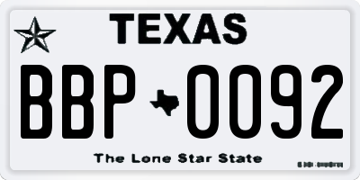 TX license plate BBP0092