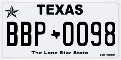 TX license plate BBP0098