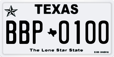 TX license plate BBP0100