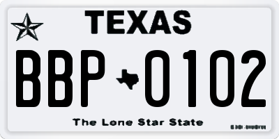 TX license plate BBP0102