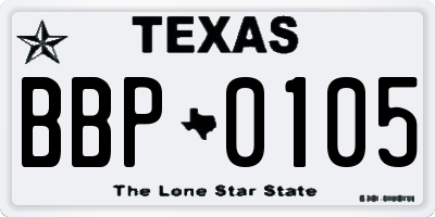TX license plate BBP0105
