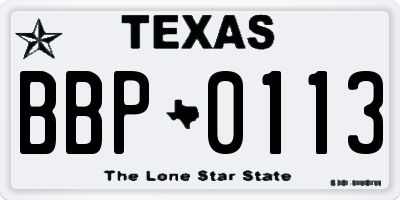 TX license plate BBP0113