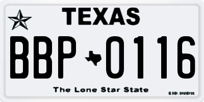 TX license plate BBP0116