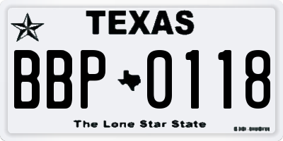 TX license plate BBP0118