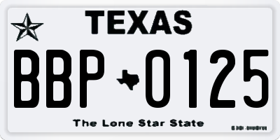 TX license plate BBP0125