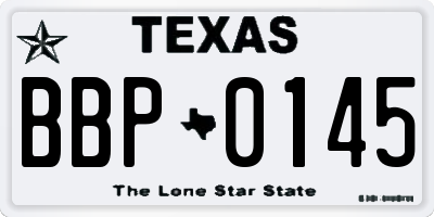 TX license plate BBP0145