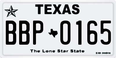 TX license plate BBP0165