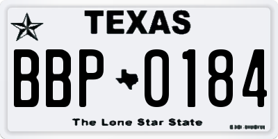 TX license plate BBP0184