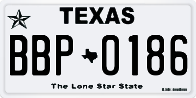 TX license plate BBP0186