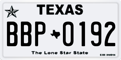 TX license plate BBP0192