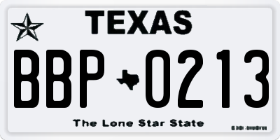 TX license plate BBP0213