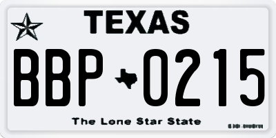 TX license plate BBP0215