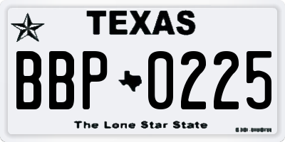 TX license plate BBP0225