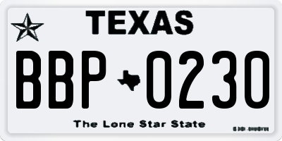 TX license plate BBP0230