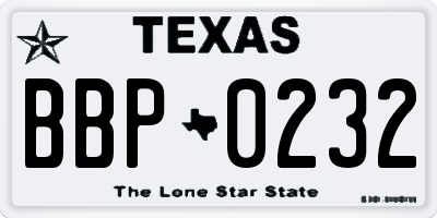 TX license plate BBP0232