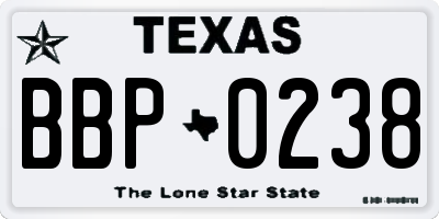 TX license plate BBP0238
