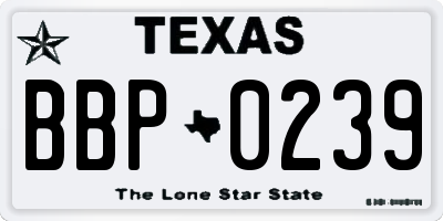 TX license plate BBP0239
