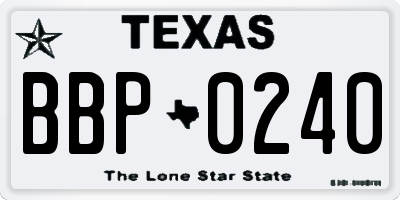 TX license plate BBP0240
