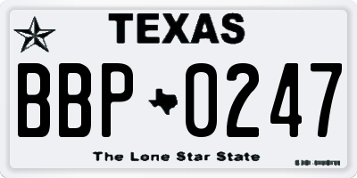 TX license plate BBP0247