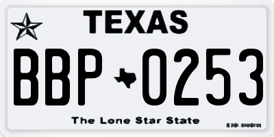 TX license plate BBP0253