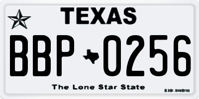 TX license plate BBP0256