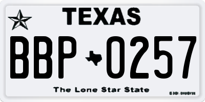 TX license plate BBP0257