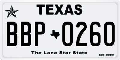 TX license plate BBP0260