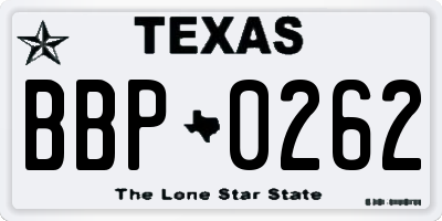 TX license plate BBP0262
