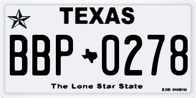 TX license plate BBP0278
