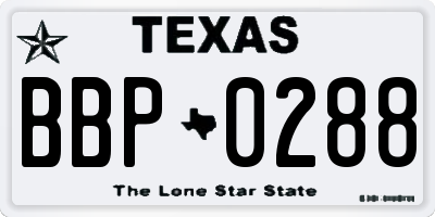 TX license plate BBP0288